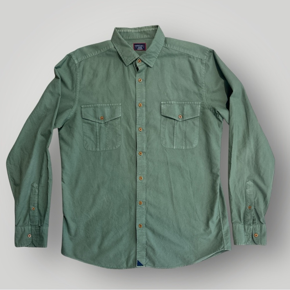 UNTUCKit St Georges Tall Utility Button Down Shirt Mens XL Tall Slim Green